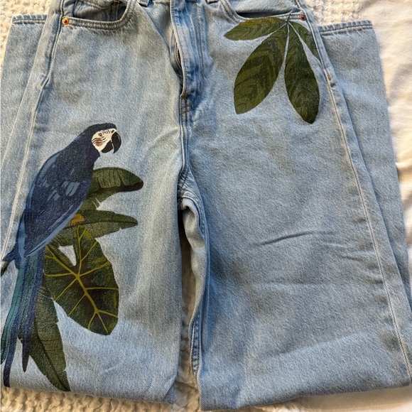 levis & Farm Rio Denim - Levi’s Strauss & Farm Rio High Loose fitting Tropical Blue Straight Leg Jeans
